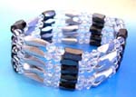 Unique jewelry warehouse supplier supplies Crafted hematite wrap with silver and clear crystal beaded wrap and hematite stones. 