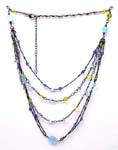 Buy online wholesale fashion necklace jewelry. Multi layered womens necklace with blue and yellow crystal beads 