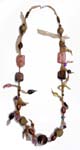 Ladies discount wholesale gemstone jewelry factory. Multi colored stone bead fashion necklace with tanned material string