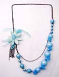 Wholesale Canadian jewelry company supplies Light blue bead necklace on silver plated chain 