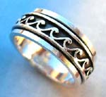 Silver ring wholesale factory company. Sterling silver celtic ring with 'the wave' design on silver band