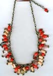 Teen fashion jewelry distribution wholesale shop. Colored gemstone fashion necklace on beautiful mental chain 